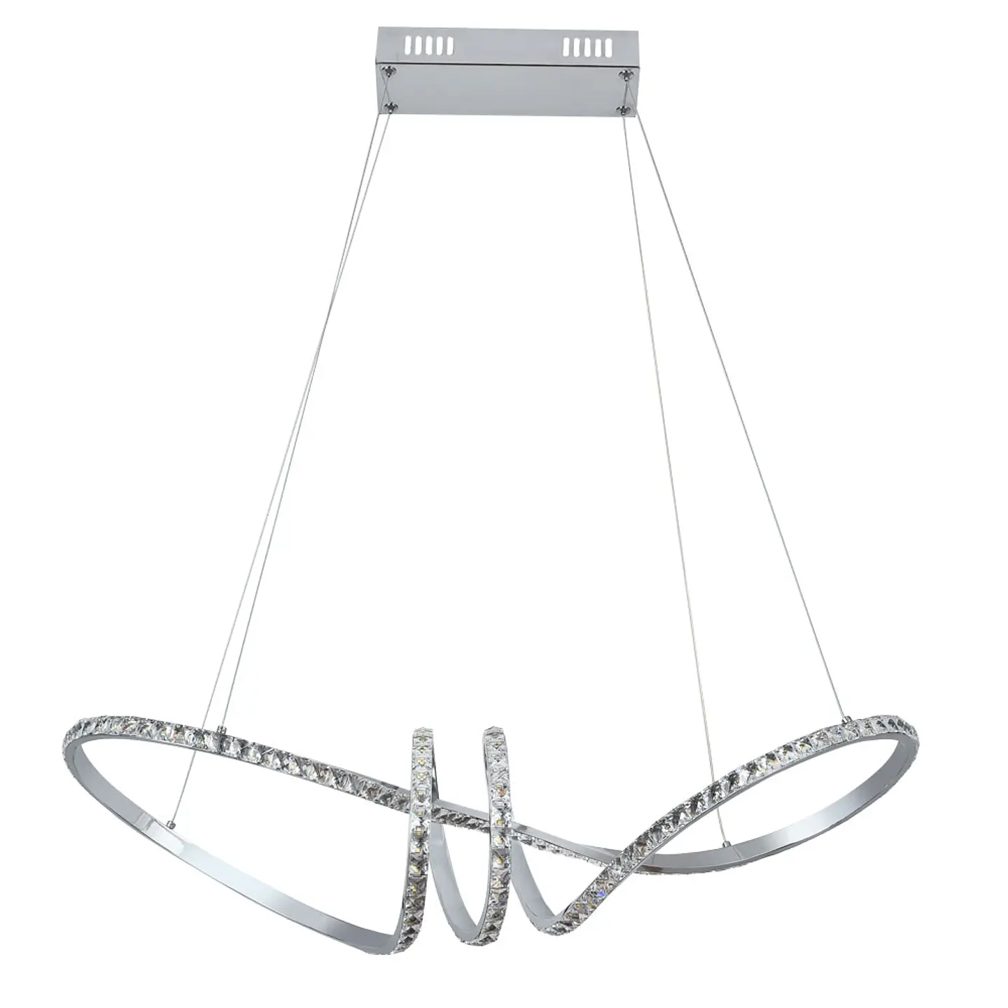 Suspensão DRAGON 1x40W LED 4000lm 4000K C.75xL.18xAlt.Reg.cm cromado com cristais 1