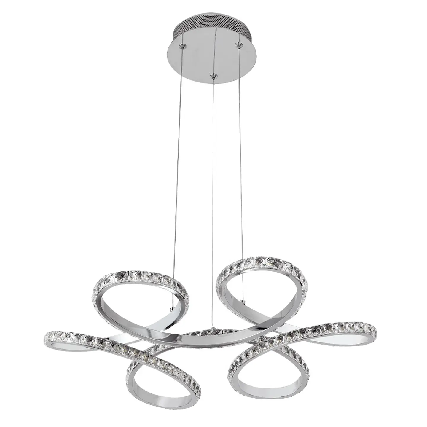 Suspensão DRAGON 1x48W LED 4800lm 4000K Alt.Reg.xD.52cm cromado com cristais 1