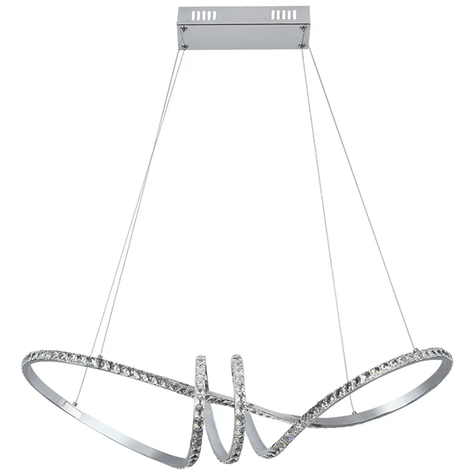 Suspensão DRAGON 1x40W LED 4000lm 4000K C.75xL.18xAlt.Reg.cm cromado com cristais 2