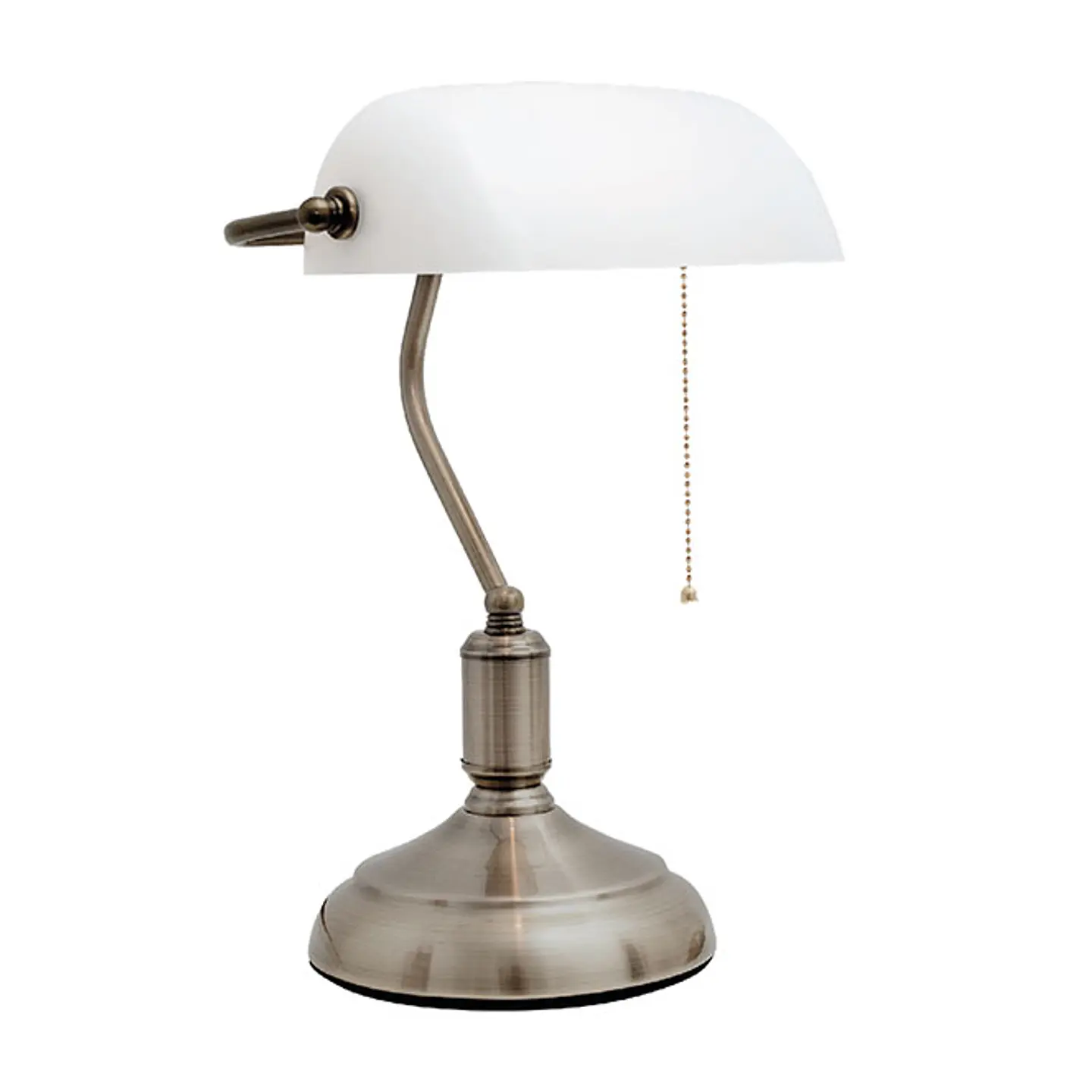 Candeeiro de mesa BANCARIO 1xE27 C.27xL.19xAlt.39cm níquel/branco 1