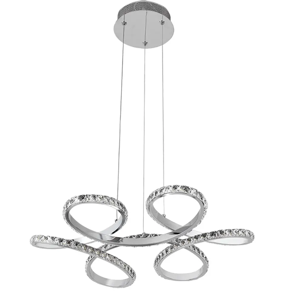 Suspensão DRAGON 1x48W LED 4800lm 4000K Alt.Reg.xD.52cm cromado com cristais 2