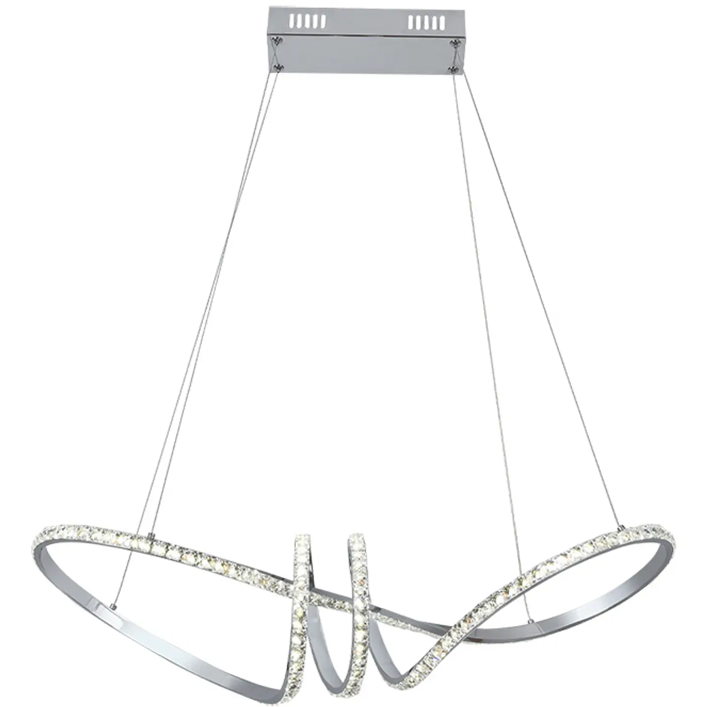 Suspensão DRAGON 1x40W LED 4000lm 4000K C.75xL.18xAlt.Reg.cm cromado com cristais 3