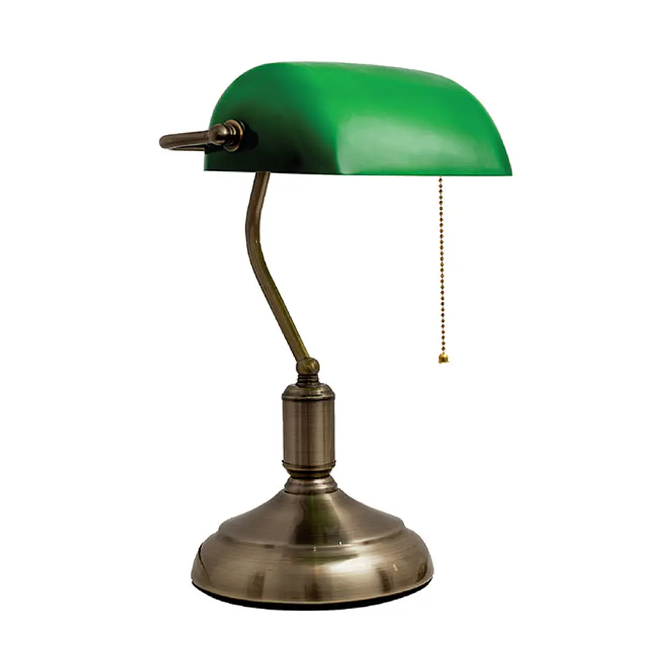 Candeeiro de mesa BANCARIO 1xE27 C.27xL.19xAlt.39cm oxidado/verde 1