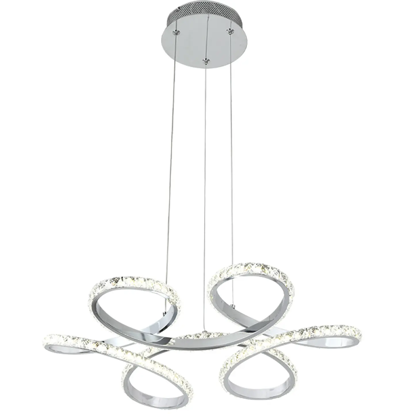 Suspensão DRAGON 1x48W LED 4800lm 4000K Alt.Reg.xD.52cm cromado com cristais 3