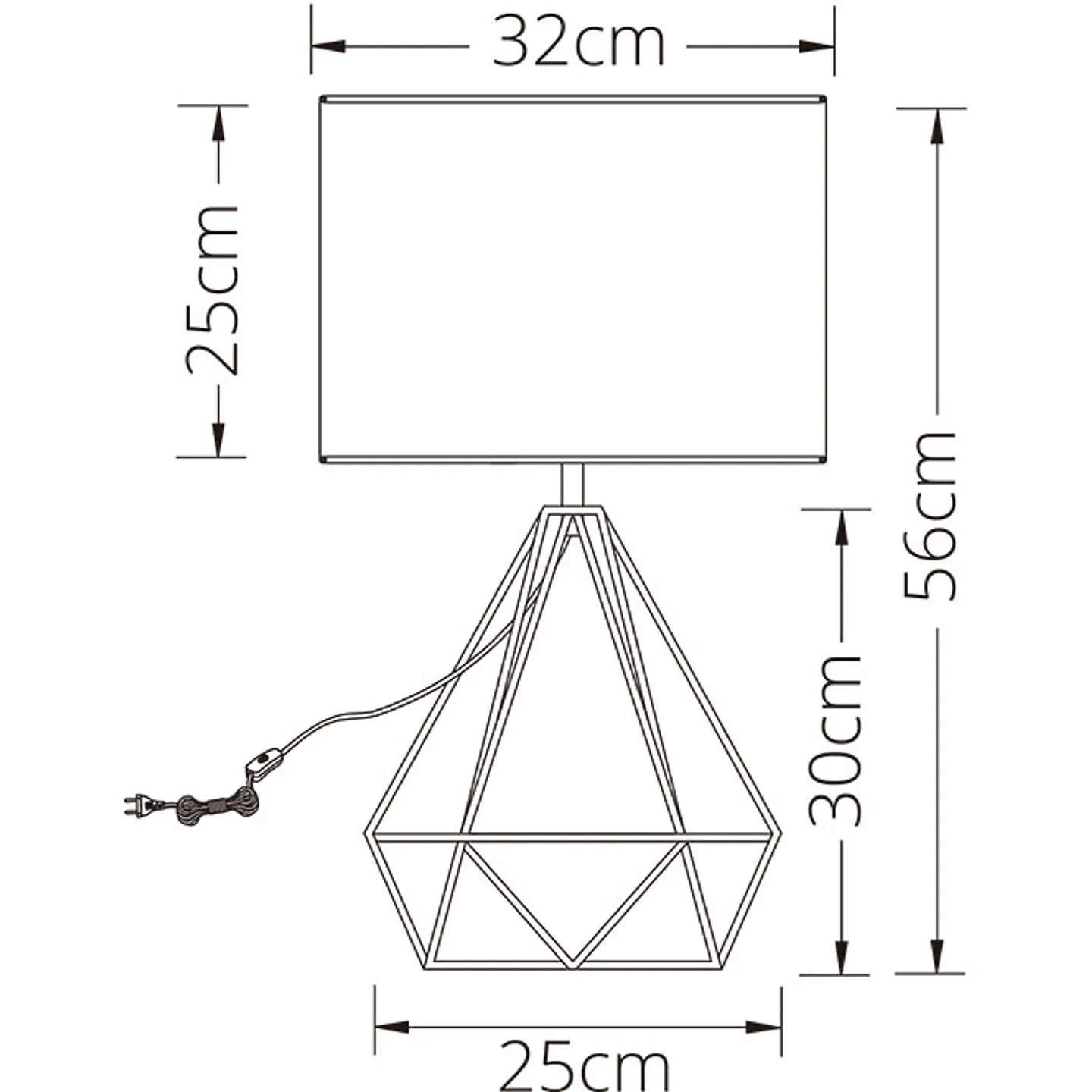 Candeeiro de mesa ABRANTES 1xE27 Alt.56,5xD.32cm preto/branco 2