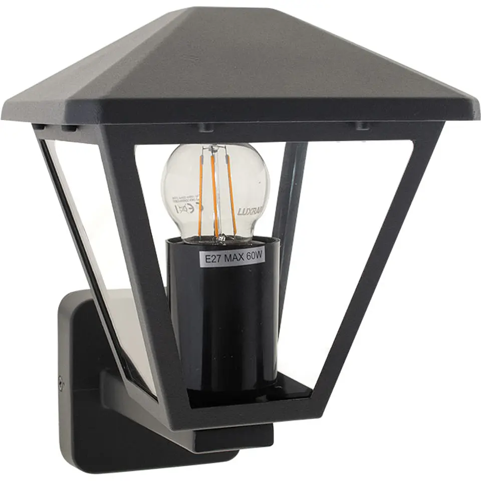 Aplique DORNELA IP44 1xE27 C.16xL.19xAlt.22cm alumínio+vidro antracite 1