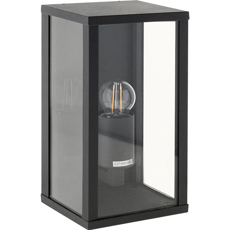 Aplique NOZELO IP44 1xE27 C.14xL.11,5xAlt.26cm alumínio+vidro antracite 1