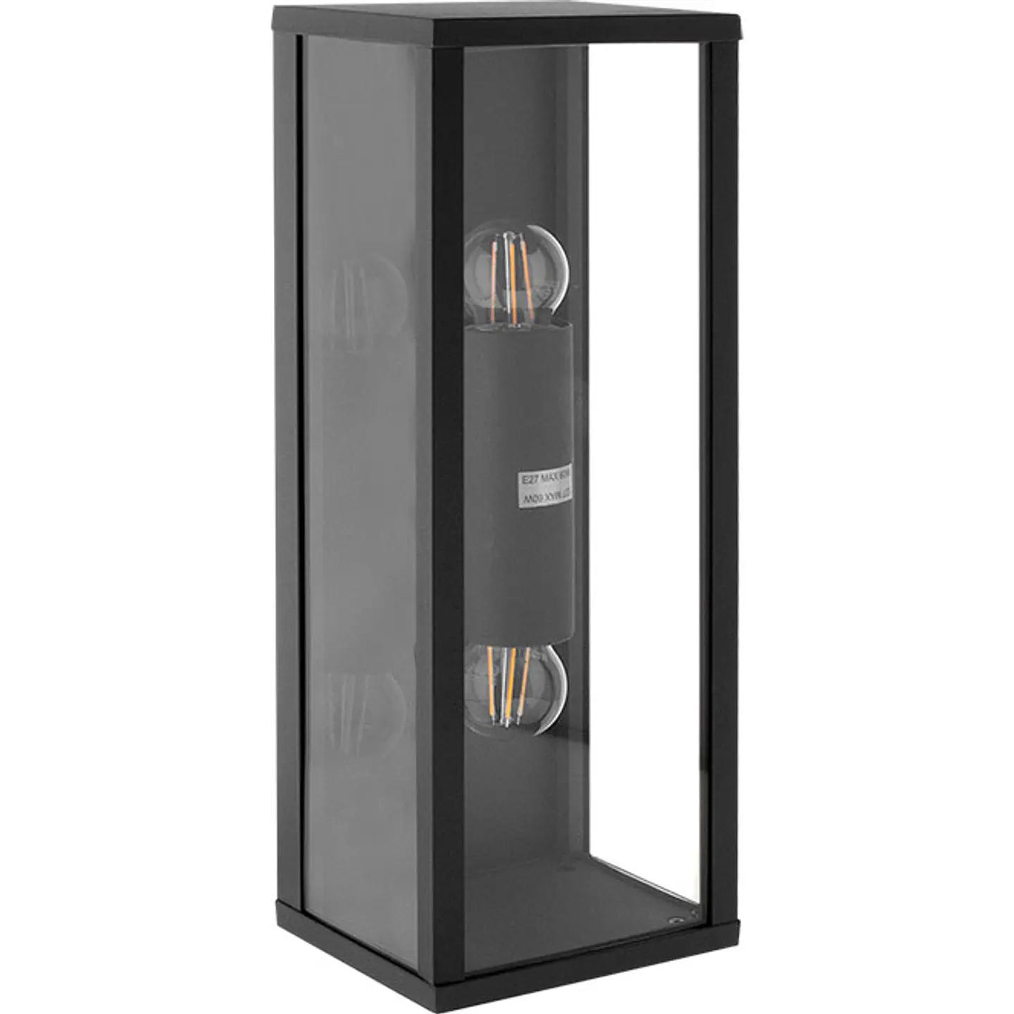 Aplique NOZELO IP44 2xE27 C.14xL.11,5xAlt.38cm alumínio+vidro antracite 1