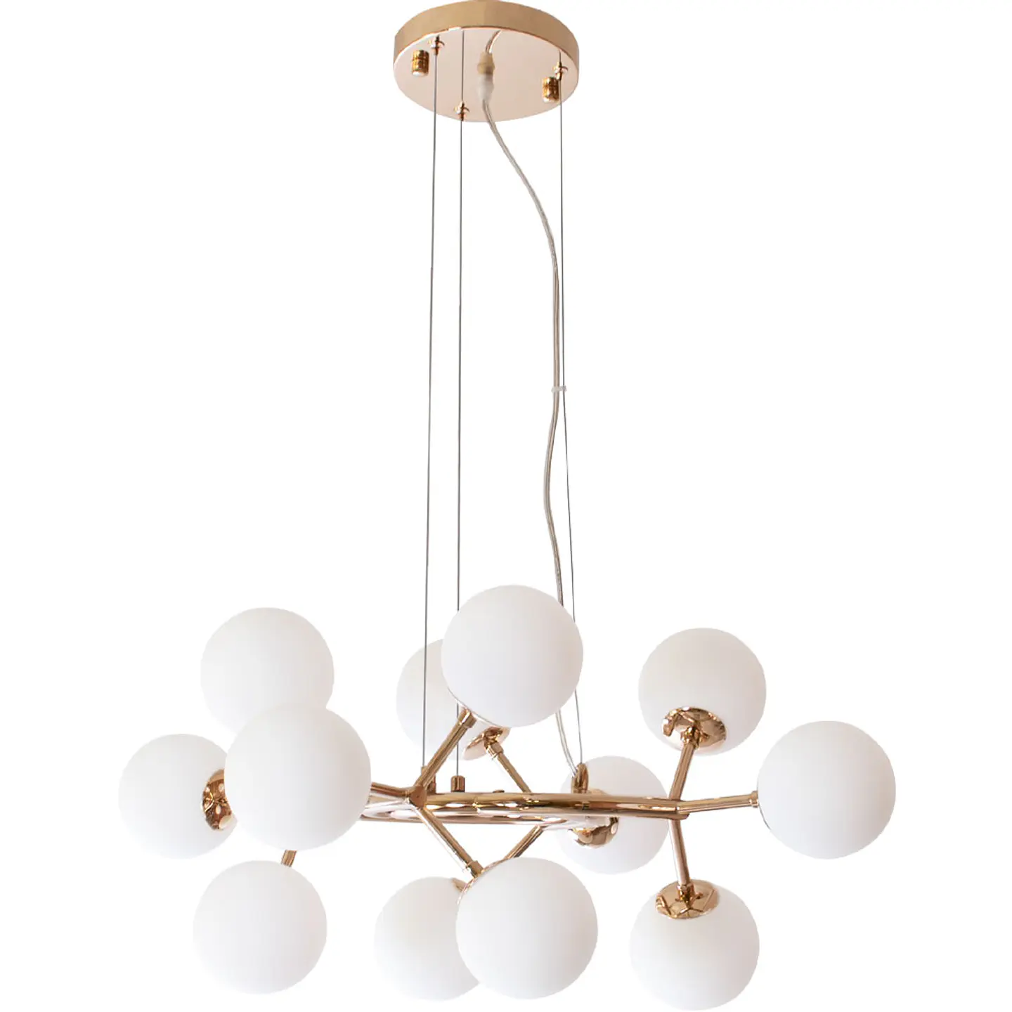 Candeeiro de tecto ANABEL 12xG9 Alt.Reg.xD.65cm dourado/branco 1