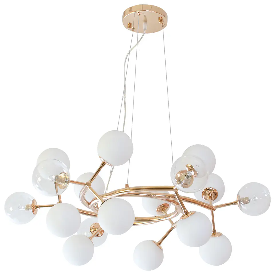 Candeeiro de tecto ANABEL 18xG9 Alt.Reg.xD.80cm dourado/branco 1