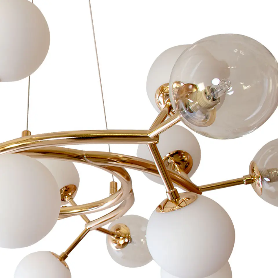 Candeeiro de tecto ANABEL 18xG9 Alt.Reg.xD.80cm dourado/branco 3