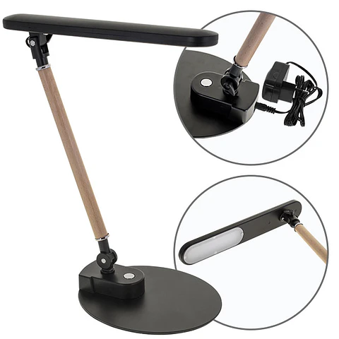 Candeeiro de mesa DAISY 1x5W LED 280lm 4000K C.30xL.17xAlt.Reg.cm preto/madeira natural