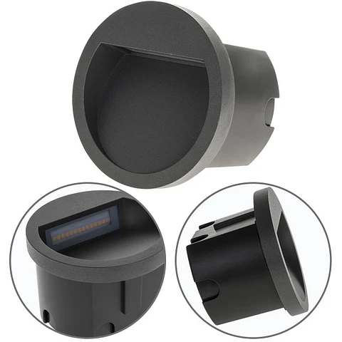 Aplique de encastrar MUSTANG redondo IP54 1x3W LED 105lm 3000K L.7xD.10,5cm antracite
