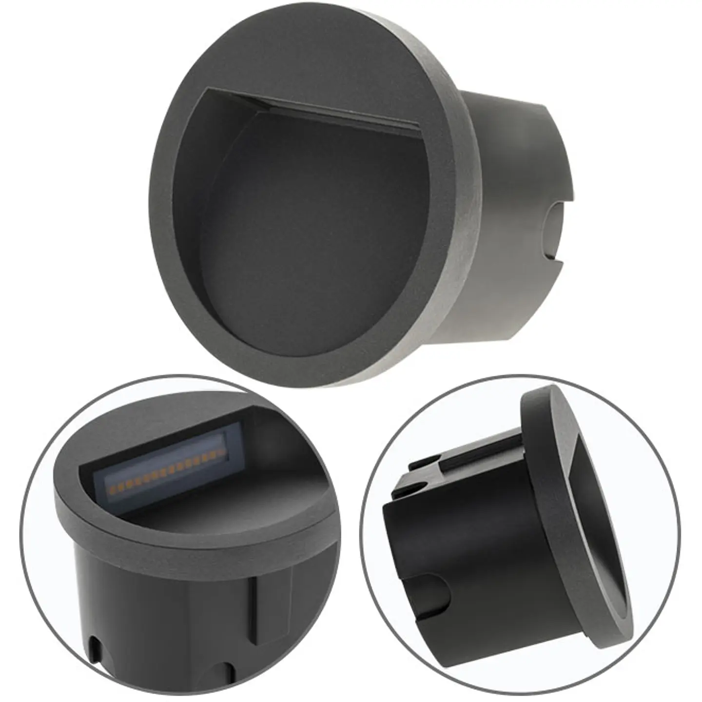 Aplique de encastrar MUSTANG redondo IP54 1x3W LED 105lm 3000K L.7xD.10,5cm antracite 1