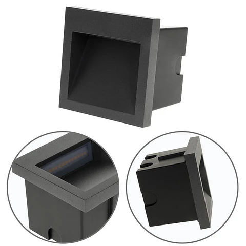 Aplique de encastrar MUSTANG IP54 1x3W LED 105lm 3000K C.9xL.1xAlt.9cm antracite