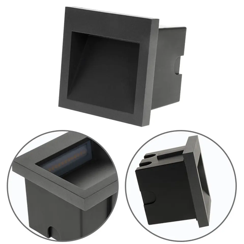 Aplique de encastrar MUSTANG IP54 1x3W LED 105lm 3000K C.9xL.1xAlt.9cm antracite 1