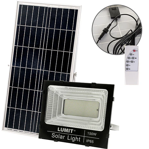 Projector solar NAVARRE IP65 1x150W LED 4000lm 6500K C.35,2xL.9xAlt.28,5cm preto