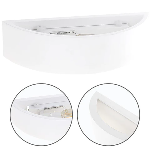 Aplique ELMA 1xE14 C.30xL.10xAlt.7,5cm em gesso branco