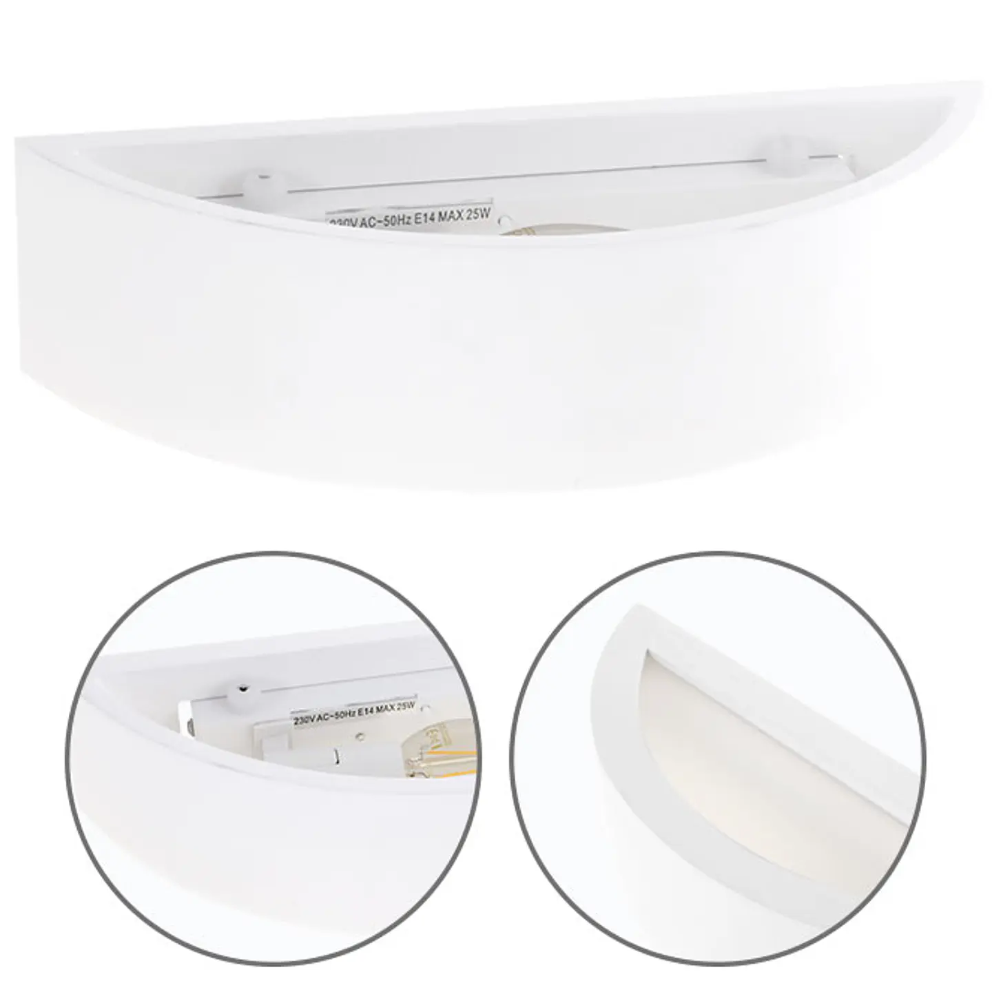Aplique ELMA 1xE14 C.30xL.10xAlt.7,5cm em gesso branco 1
