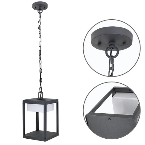 Suspensão COUSTEAU IP44 1x9W LED 900lm 4000K C.18xL.18xAlt.Reg.cm cinzento