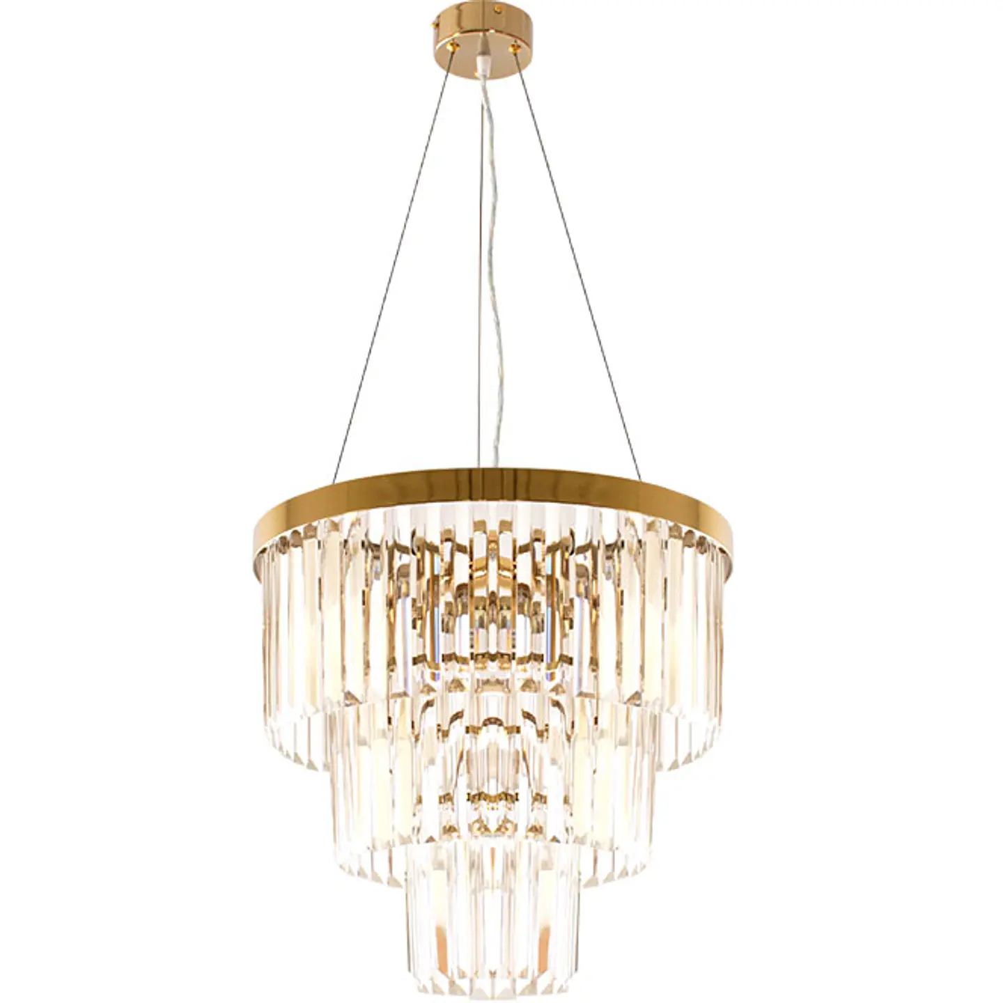 Candeeiro de tecto OLFUS 5xE14 Alt.42xD.45cm com cristais transparentes e chapa dourada 2