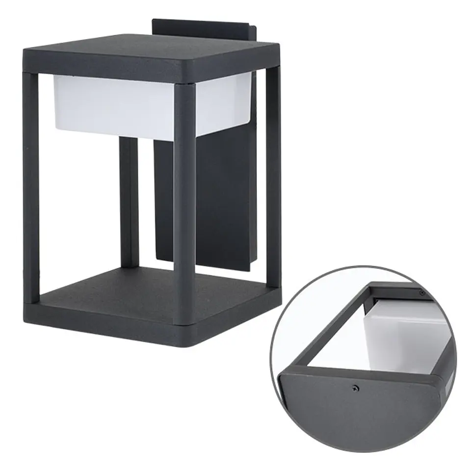 Aplique COUSTEAU IP44 1x9W LED 900lm 4000K C.18xL.20,5xAlt.28cm cinzento 1