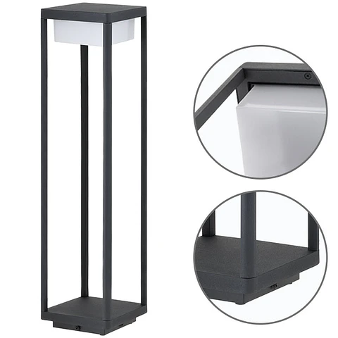 Pilar COUSTEAU IP44 1x9W LED 900lm 4000K C.18xL.18xAlt.66cm cinzento