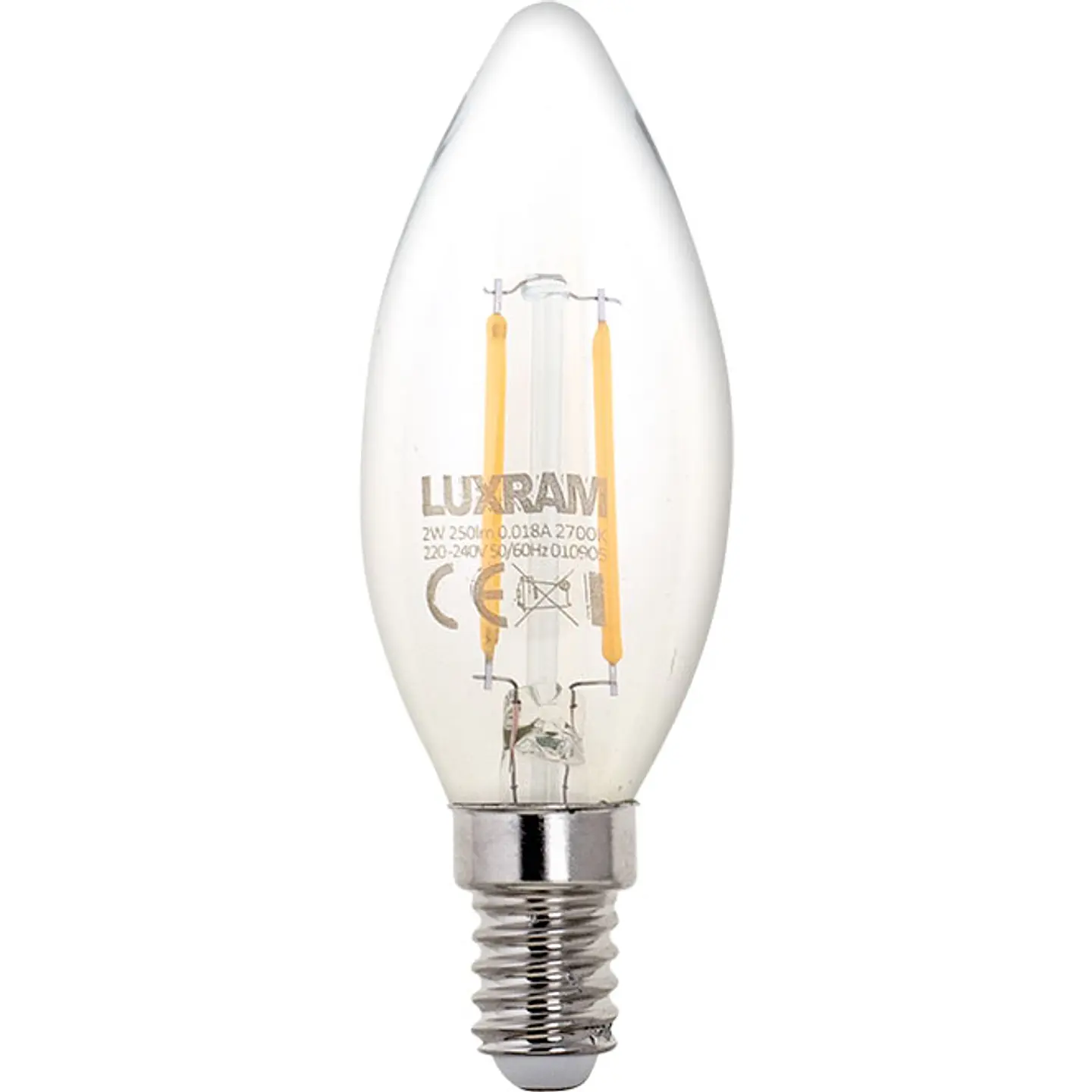 Lâmpada E14 (fino) Vela CLASSIC LED 2W 2700K 250lm transparente 1