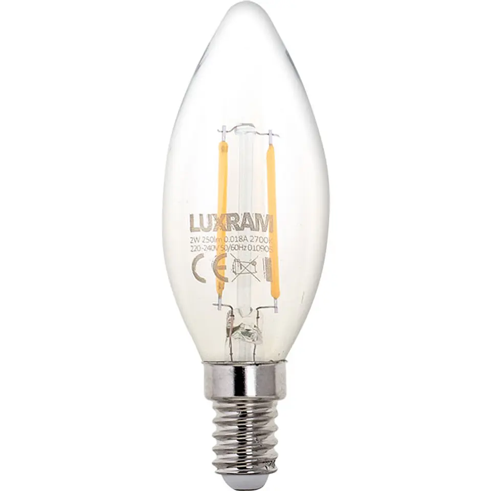 Lâmpada E14 (fino) Vela CLASSIC LED 2W 2700K 250lm transparente 1