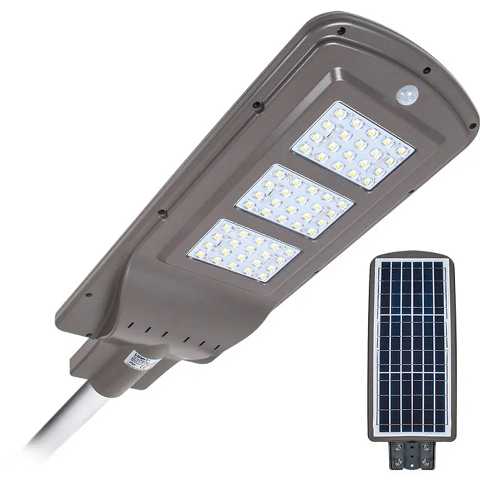 Aplique solar STREET com sensor IP65 1x60W LED 1500lm 6000K C.25xL.62,5xAlt.7cm cinzento 1