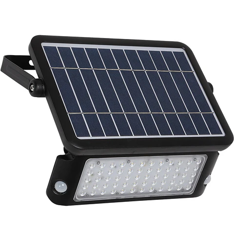 Aplique solar MURAT com sensor IP65 1x10W LED 1080lm 6000K 90°C.30xL.3,5xAlt.21,5cm ABS+PC preto