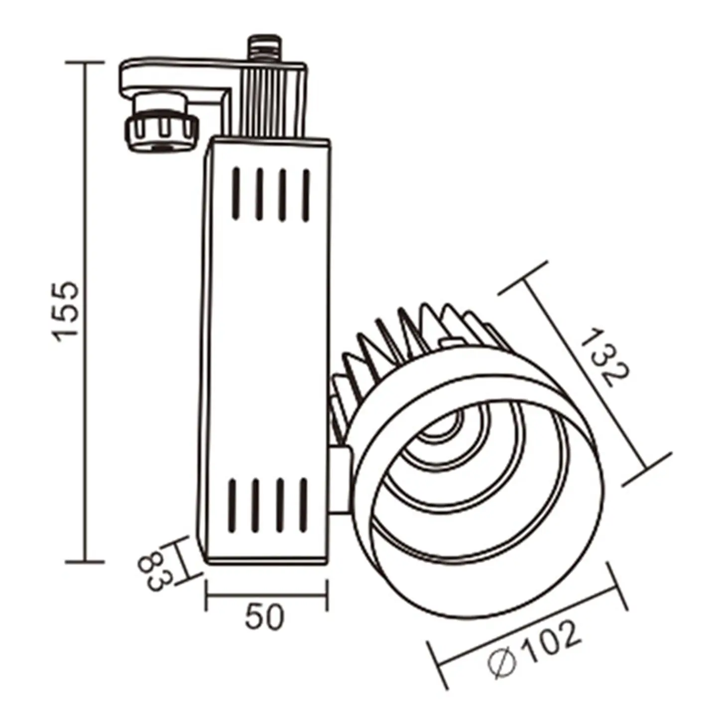 Foco para calha AZURAS (3 condutores) 1x16W LED 1400lm 4000K C.10,5xL.15xAlt.19,5cm branco 2