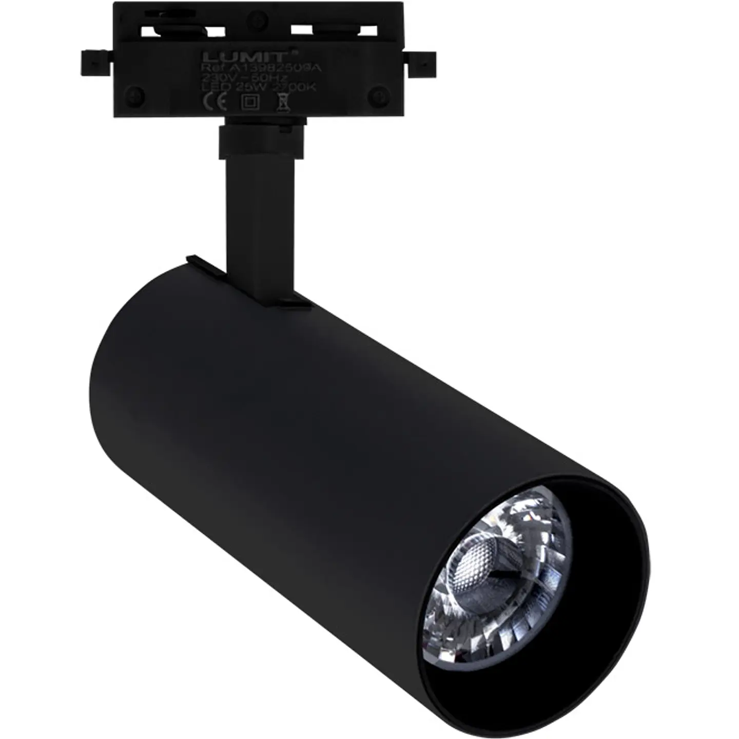 Foco para calha ADONIS (2 condutores) 1x25W LED 1600lm 2700K 24° C.8xL.7xAlt.22cm alumínio preto 1