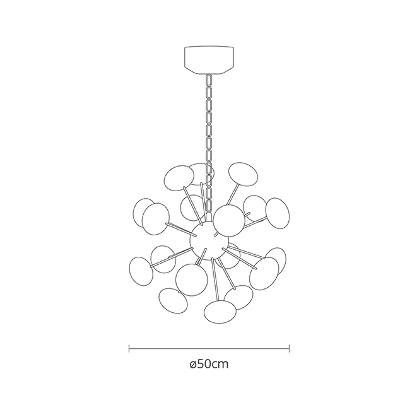 Candeeiro de tecto PLANETT 18x5W LED 6750lm 3300K Alt.Reg.xD.50cm champanhe 2