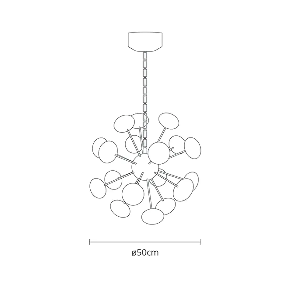 Candeeiro de tecto PLANETT 18x5W LED 6750lm 3300K Alt.Reg.xD.50cm champanhe 2