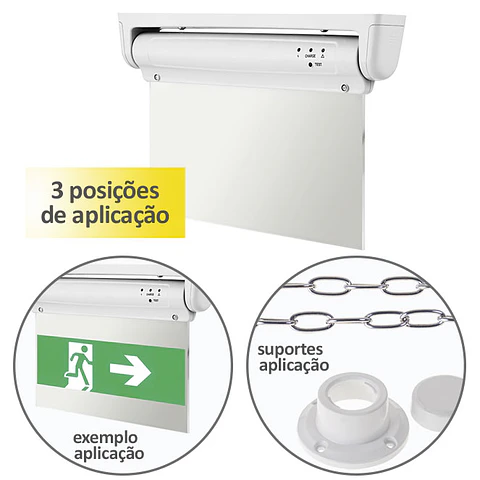Luz de emergência KAZDAN permanente com telecomando1x2W LED 8lm C.37xL.4,7xAlt.22,5cm branco