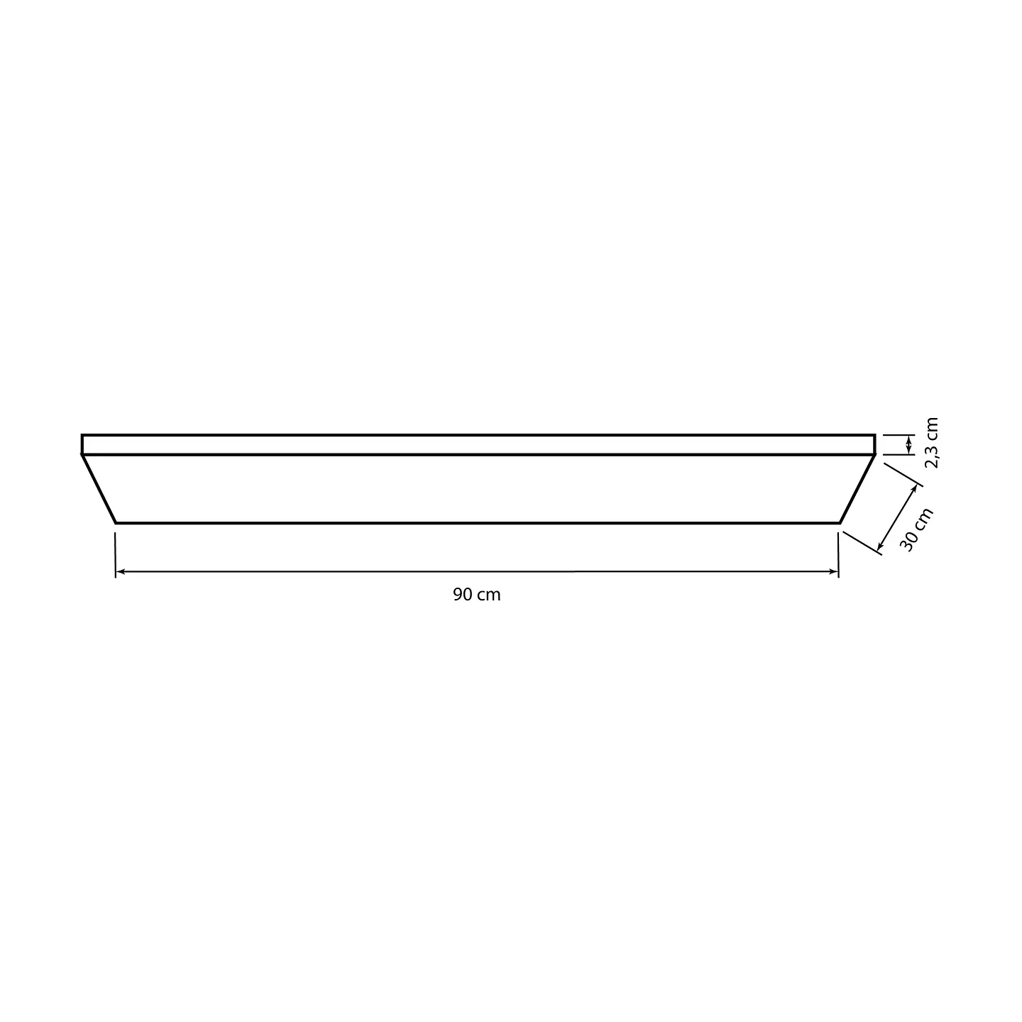 Painel de superfície TOLSTOI 30x90 1x72W LED 5760lm 4000K 120° C.90xL.30xAlt.2,3cm 2