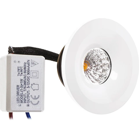 Foco de encastrar CENTIMO redondo fixo 1x1W LED 65lm 3000K Alt.0,3xD.5cm branco