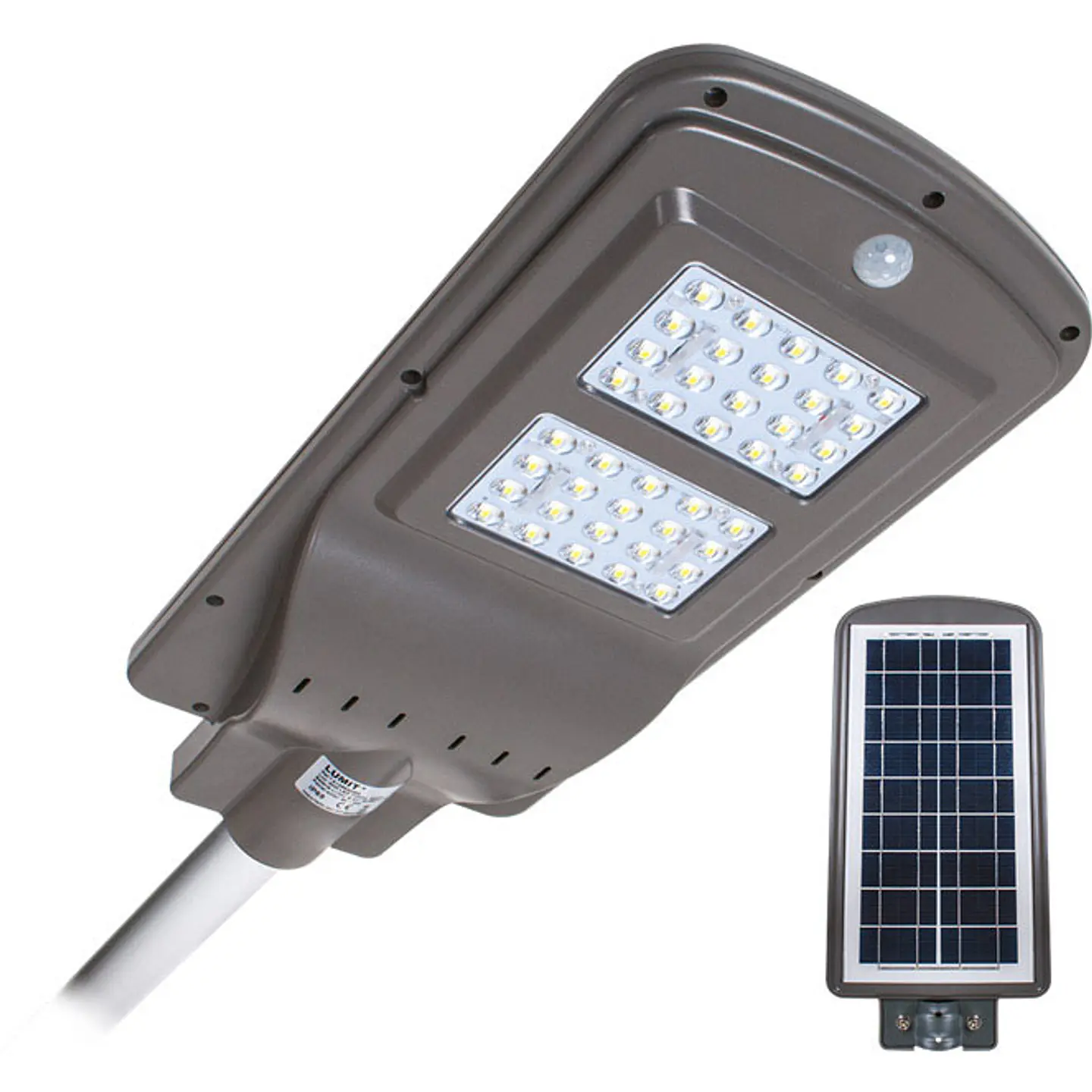 Aplique solar STREET com sensor IP65 1x40W LED 1100lm 6000K C.23xL.50xAlt.7cm cinzento 1