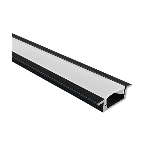 Perfil Alumínio Preto Encastrar 2M (L) 24.5 x (A) 7.69 (I) 12.3 x (F) 17.5mm IP20