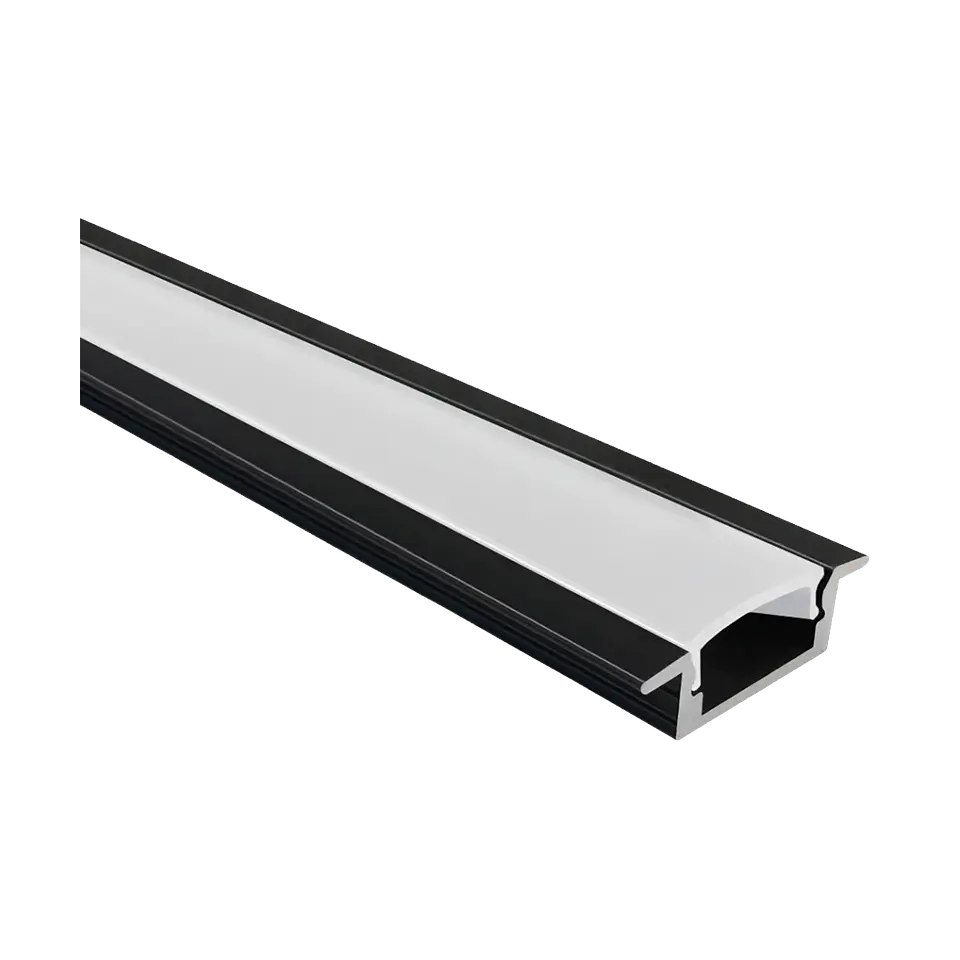 Perfil Alumínio Preto Encastrar 2M (L) 24.5 x (A) 7.69 (I) 12.3 x (F) 17.5mm IP20 1