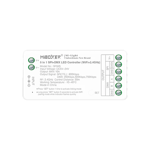 Controlador de Fita SPI 5em1 WiFi+2.4GHz + Push SPIW5 IP20