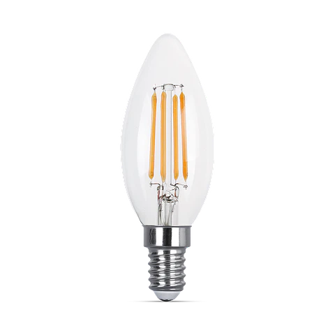 4W Chama C35 Filam LED E14 Cristal Dimável 2700K