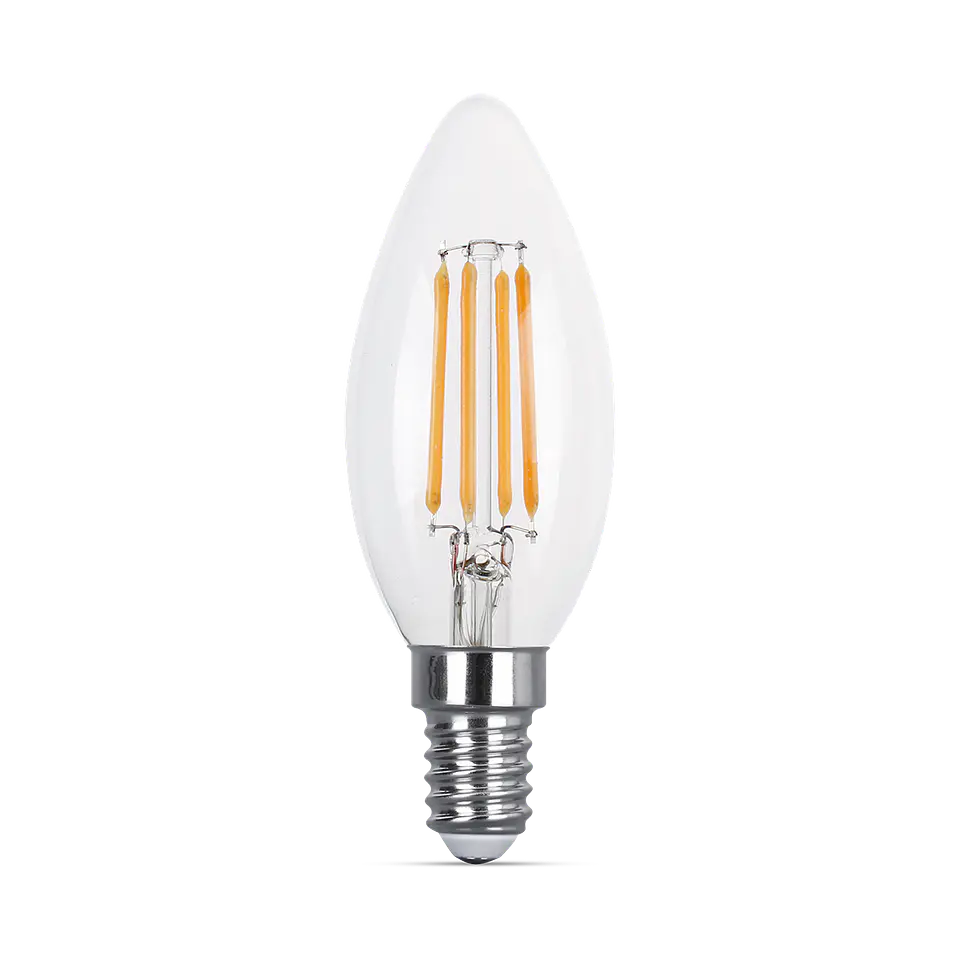 6W Chama C35 Filam LED E14 Cristal Dimável 1800K 1