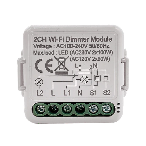 Módulo Mini TRIAC 2 Saídas WiFi+Push Smart IP20