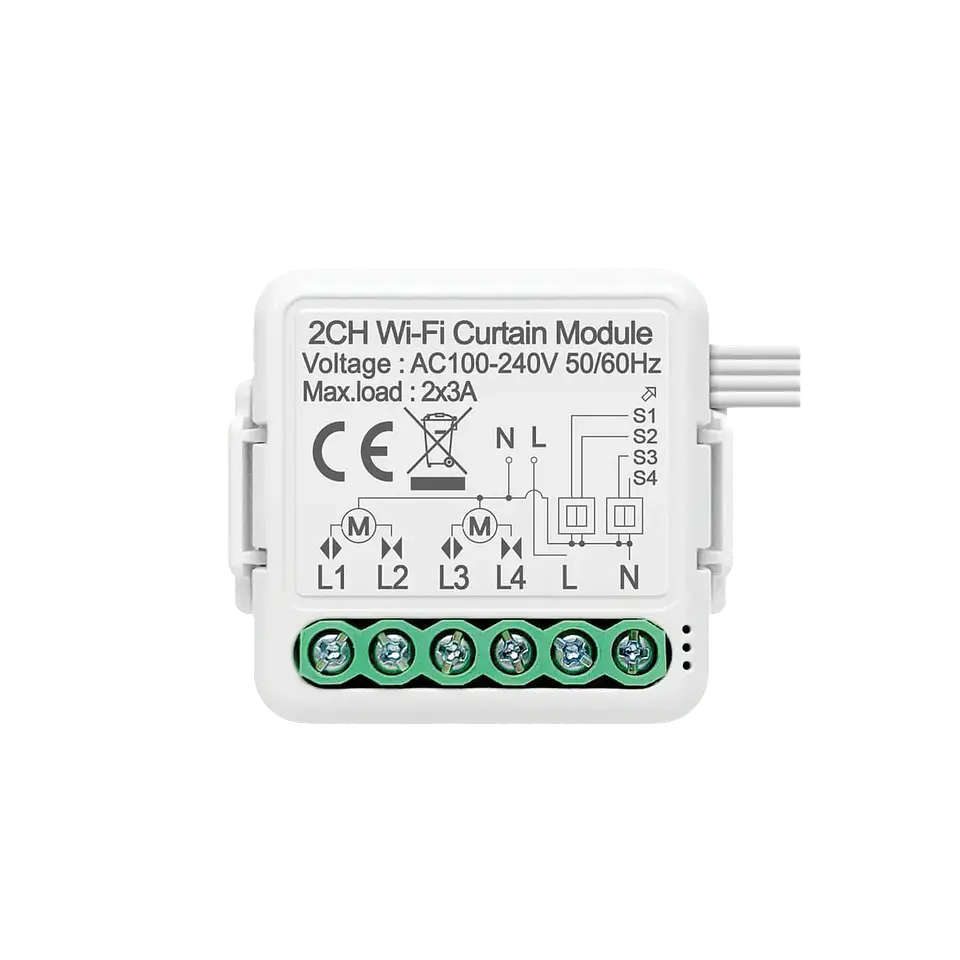 Módulo Estores/Cortinas 2 saídas WiFi + Interrrutptor Smart IP20 1