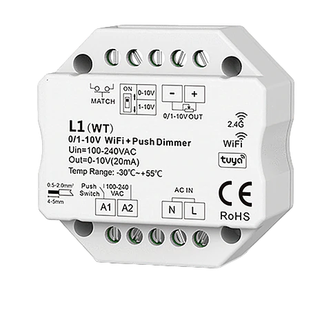 Módulo 0-10V/1-10V WiFi + RF + Push Dimmer IP20