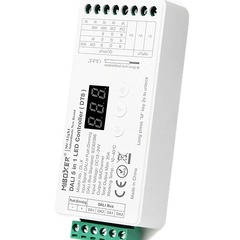Controlador Fita 5 em 1 (W/CCT/RGB/RGBCCT) DALI DT8 DL-X IP20
