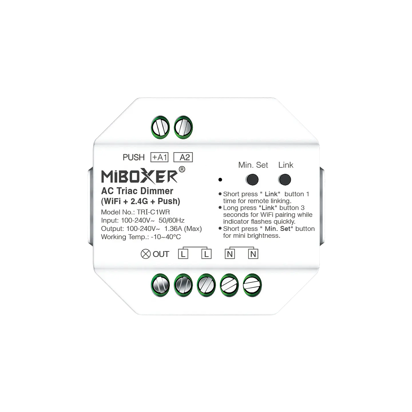 Módulo Triac + Push Dimm + Wireless + WiFi 300W TRI-C1WR IP20 1