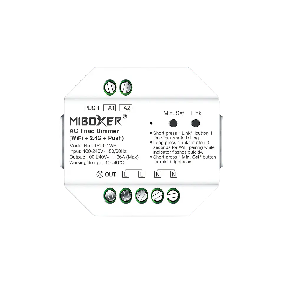 Módulo Triac + Push Dimm + Wireless + WiFi 300W TRI-C1WR IP20 1